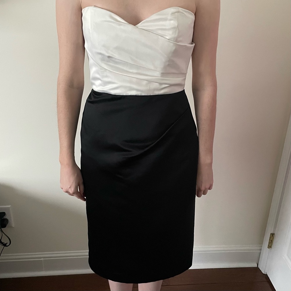 Parker Black - Strapless sweetheart sz 8 cocktail dress, white & black